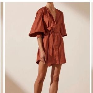 SHONA JOY AMAIA BALLOON SLEEVE SHIRT DRESS Size 6